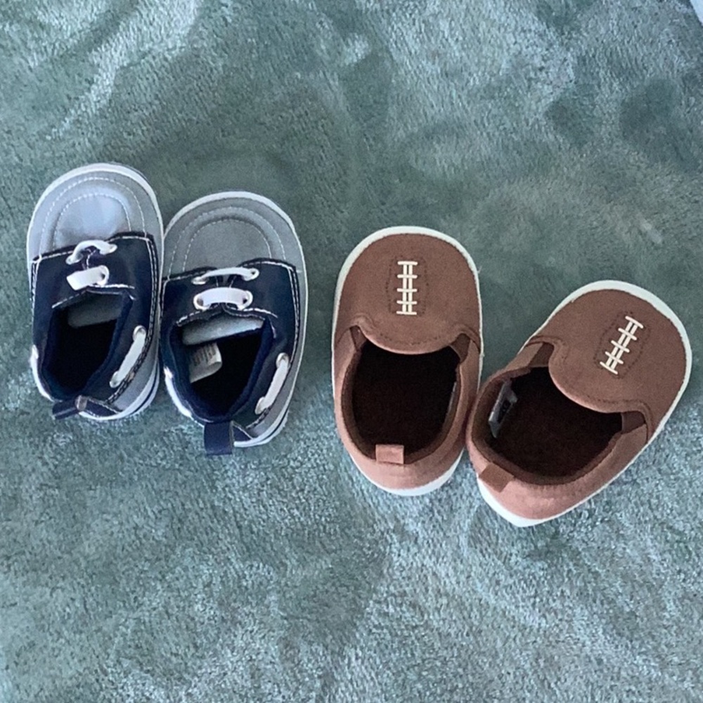 HB baby shoes football style and blue two tone style size 9 to 12 months infant